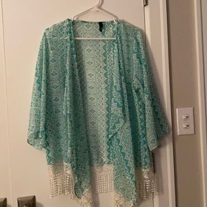 Blue & White Tribal Cardigan